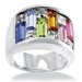 Silvertone Princess and Square Crystal Ring
