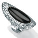 Sterling Silver Oval Cut Onyx Scroll Statement Ring