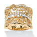 14k Yellow Gold Round Cut Cubic Zirconia Statement Ring