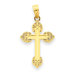 14k Budded Cross Pendant- Measures 14x25.5mm