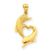 14k Satin and Polished Dolphin Heart Pendant