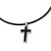 Stainless Steel Carbon Fiber Cross Pendant- 18 Inch