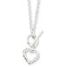Sterling Silver CZ Heart Tag Necklace - 18 Inch- Toggle