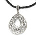 Silver-tone Filigree Teardrop With Clear Crystal Pendant16inch w Ext Necklace