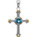 Sterling Silver Genuine Swiss Blue Topaz Cross Pendant36x27.75mm
