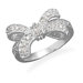 Rhodium Plated Sterling Silver Clear CZ Bow Ring Bow