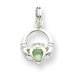 Sterling Silver Claddagh with Green CZ Charm