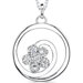 Dazzling Nature: Sterling Silver Swirl Circle Flower Motif Pendant Necklace with Cubic Zirconia