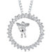 Fairytale Love Sterling Silver Circle Cubic Zirconia Pendant Necklace with Detachable Angel