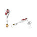 Multicut Garnet and Citrine Three Stone Dangling Earrings Sterling Silver