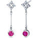 Seductive Allure 2.50 Carats Ruby Round Cut Dangle Cubic Zirconia Earrings in Sterling Silver