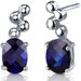 Bubbly 2.00 Carats Blue Sapphire Oval Cut Earrings in Sterling Silver
