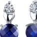 Gleaming Heart 2.00 Carats Blue Sapphire Round Cut Cubic Zirconia Earrings in Sterling Silver