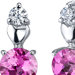 Gleaming Heart 2.00 Carats Pink Sapphire Round Cut Cubic Zirconia Earrings in Sterling Silver
