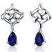 Ornate Exuberance 2.00 Carats Blue Sapphire Pear Shape Earrings in Sterling Silver