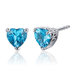 2.00 Carats Swiss Blue Topaz Heart Shape Stud Earrings in Sterling Silver