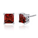 2.50 Carats Garnet Princess Cut Scroll Design Stud Earrings in Sterling Silver