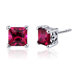 3.00 Carats Ruby Princess Cut Scroll Design Stud Earrings in Sterling Silver