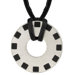 Renewed Passion Designer Inspired Titanium Brushed Finish Rubber-inlay Disc Pendant for Men on a Black Cord