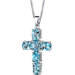 Radiant Glory 6.00 Carats Oval Shape Swiss Blue Topaz Cross Pendant in Sterling Silver