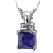 Boldly Regal 3.25 Carats Princess Cut Blue Sapphire Pendant in Sterling Silve