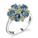 Flower Design 3.25 carats London Blue Topaz Peridot Ring in Sterling Silver