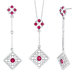 Round Shape Ruby Pendant Earrings Set in Sterling Silver
