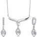 Everlasting Beauty Sterling Silver Bridal Teardrop Necklace Earrings Set with Cubic Zirconia