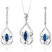 Ornate Style 2.75 Carats Marquise Cut Sterling Silver Sapphire Pendant Earrings Set