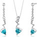 Museum Style 1.75 Carats Trillion Cut Sterling Silver Swiss Blue Topaz Pendant Earrings Set