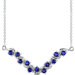 Exceptional Round Shape Created Sapphire Gemstone Pendant Necklace in Sterling Silver