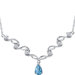 Eye Catchy 1.50 Carats Pear Shape Swiss Blue Topaz and White CZ Gemstone Necklace in Sterling Silver