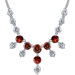Luxurious 11.00 carats Round Shape Garnet and White CZ Gemstone Necklace in Sterling Silver