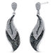 Black and White CZ Sparkling Feather Design Finish Dangle Earrings