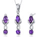 Marquise Cut Gemstone Ornate 2 Stone Design Pendant Earrings Set