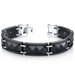 Men's Black Ceramic and Stainless Steel Pyramid Faceted Stud Bracelet