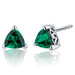1.50 Carats Trillion Cut  Emerald V Prong Stud Earrings