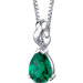 Pear Shape Checkerboard Cut Emerald Pendant with 18" Necklace