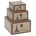 Eiffel Tower Burlap Trunks (Set of 3)