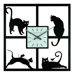 Four Cats Wall Clock in Black Matte