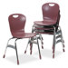 Ergonomic Stack Chair, 18h Zuma Bucket Seat, Wine, Four/Carton