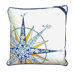 I Sea Life Embroidered Nautical Compass Rose Pillow