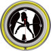Shadow Babes - C Series - Clock with Two Neon Rings in Yellow