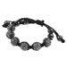 Pave Black Diamond Crystal Beaded Macrame Adjustable Bracelet