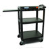 Height Adjustable AV Media Cart - Three Stationary Shelves / Pull-Out Shelf