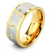Men's Goldtone Stainless Steel Laser Cross Ring