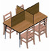 Rectangular Laminate Study Carrel Desk with 4 Carrels
