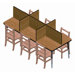 Rectangular Laminate Study Carrel Desk with 6 Carrels