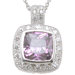 .925 Sterling Silver Princess Cut Amethyst Fashion Pendant