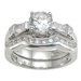 .925 Sterling Silver Brilliant Cut Cubic Zirconia Engagement Ring Set